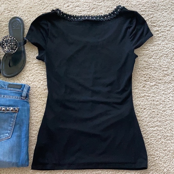 White House Black Market Black Embellished Tee - Picture 6 of 6